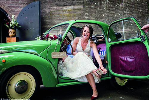 Trouwen in auto trouwauto Fort Vechten